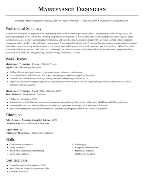 Maintenance technician resume. Things To Know About Maintenance technician resume. 